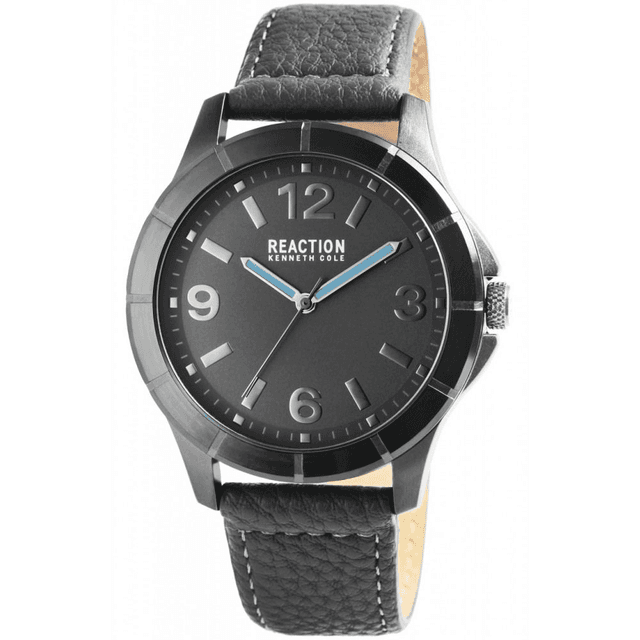 montre homme marque Kenneth Cole réaction bracelet cuir gris, aiguilles lumineuse, étanche, + boite
