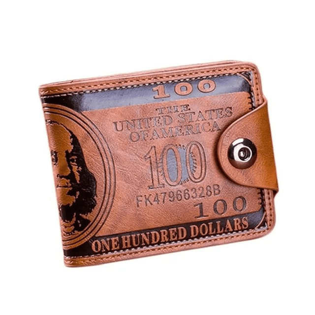 Portefeuille en cuir à motif dollar américain pour hommes noir