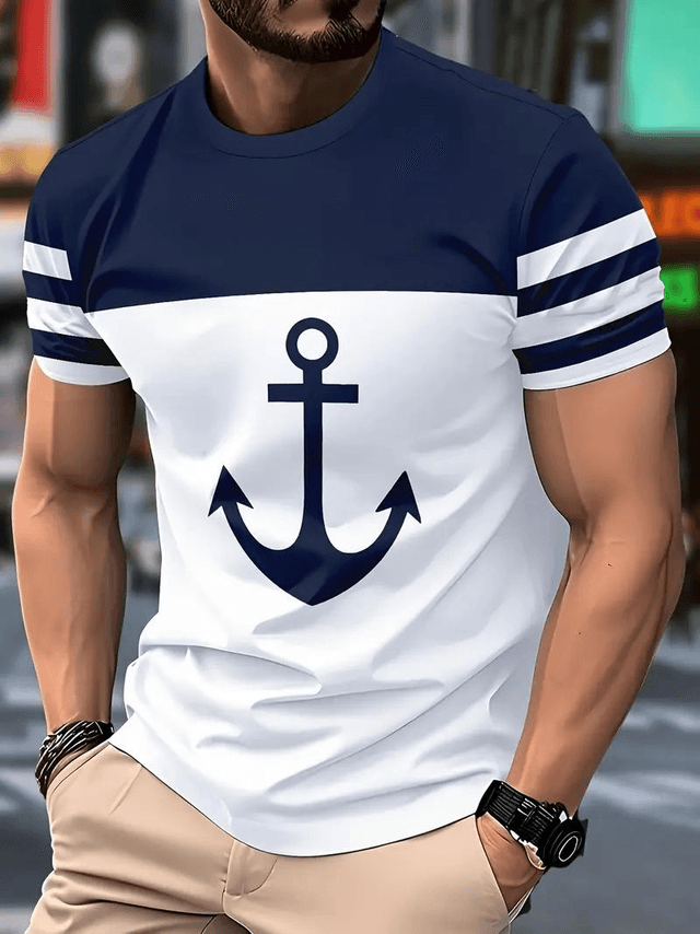 T-shirt pour Homme, respirant en Polyester ancre marine