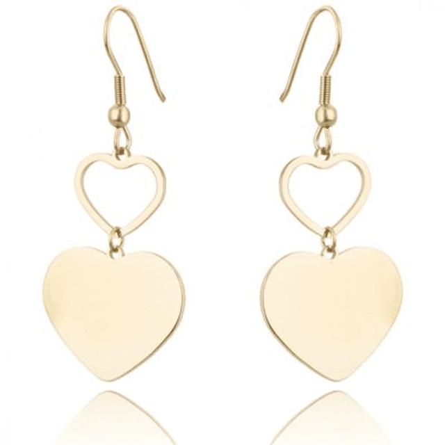 Boucles d&#039;oreilles en acier chirurgical plaqué or 18 carats forme de cœur
