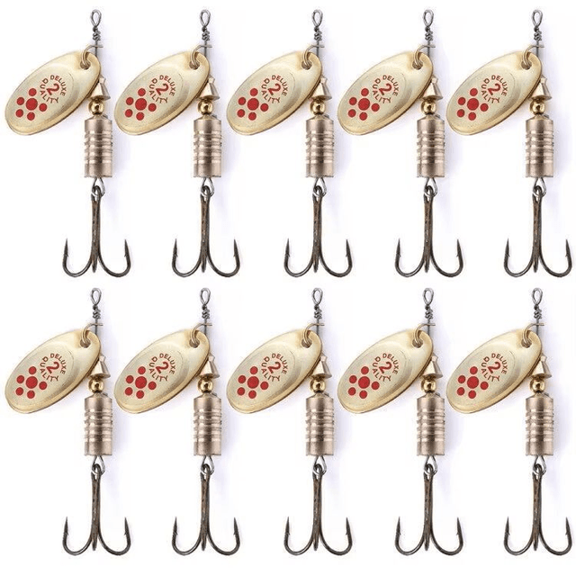 Lot d&#039;appâts métalliques pour la pêche doré 10 PC