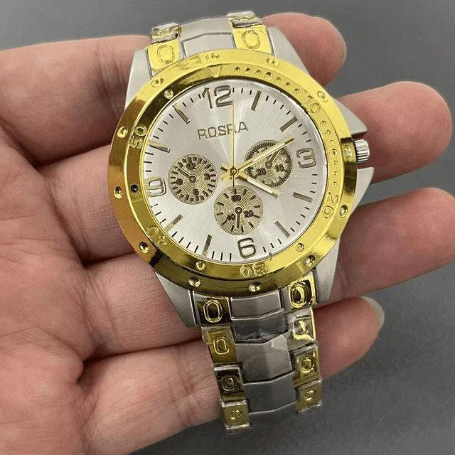  montre à Quartz hommes argent dorée bracelet en acier