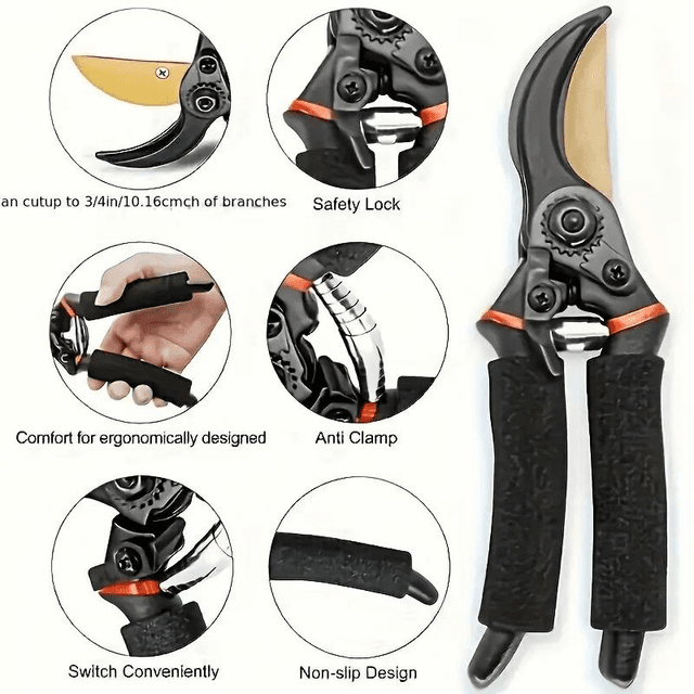 Sécateur de jardinage manuels ergonomiques en titane